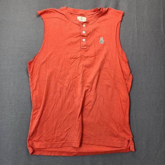 Psycho Bunny Mens Shirt Large Pink DIY Sleeveless Muscle Henley Logo Workout - Picture 13 of 14